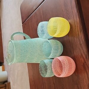 Vintage spaghetti glassware in 5 roley Poly glasses used.